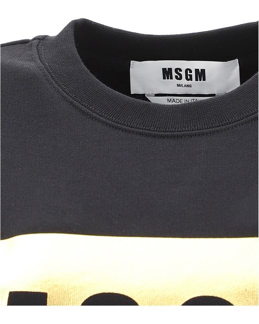 MSGM Black Metallic Logo Print Sweatshirt