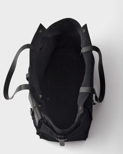 Prada Black Route Canvas And Leather Tote Bag for men
