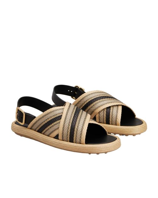 Tod's Brown Two-Tone Woven Sandals