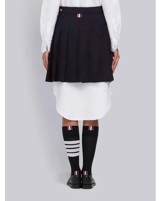 Thom Browne Blue Pleated Mini Skirt