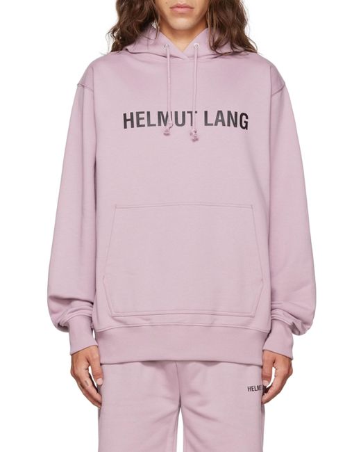 Helmut Lang Pink Logo-Print Cotton Hoodie for men