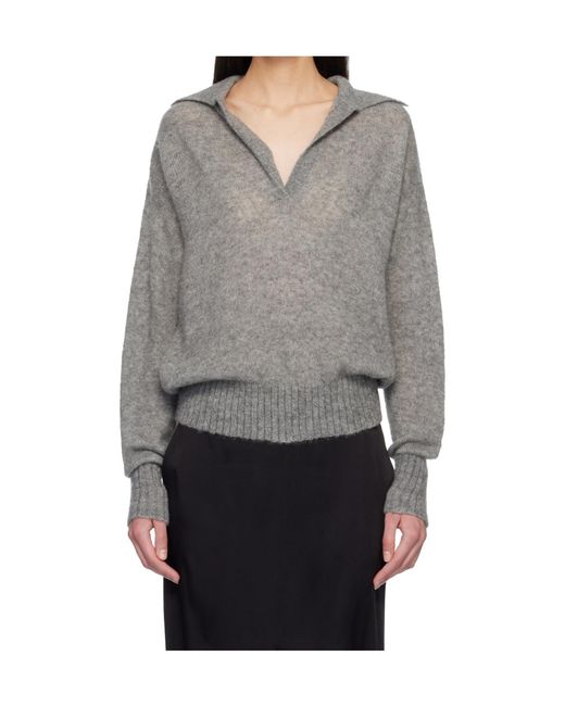 Tom Ford Gray Cashmere Blend Long-Sleeved Polo Shirt