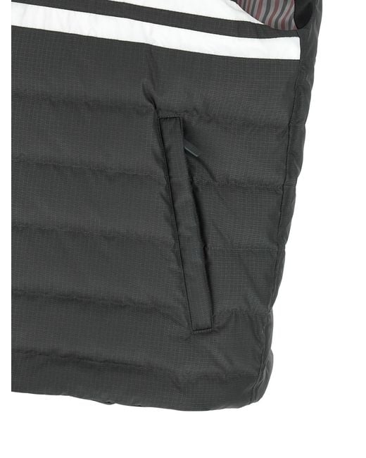 Thom Browne Black Shiny Ripstop Lightweight Down 4-Bar Vest for men