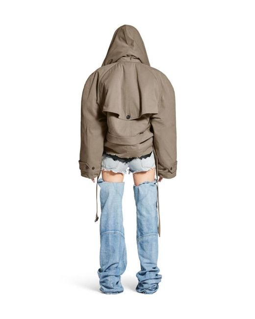 Balenciaga Brown Flipped Hooded Trench Coat
