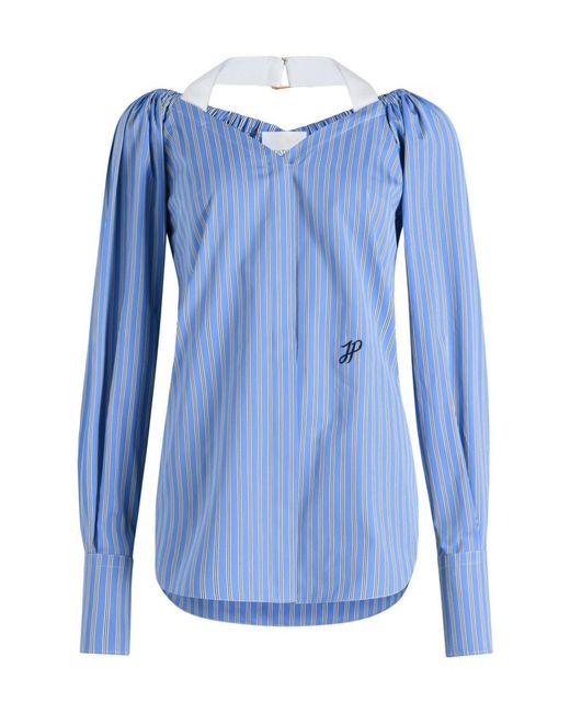 Patou Blue Off-Shoulder Wrap Top