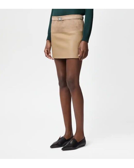 Tod's Natural Belted Leather Mini Skirt