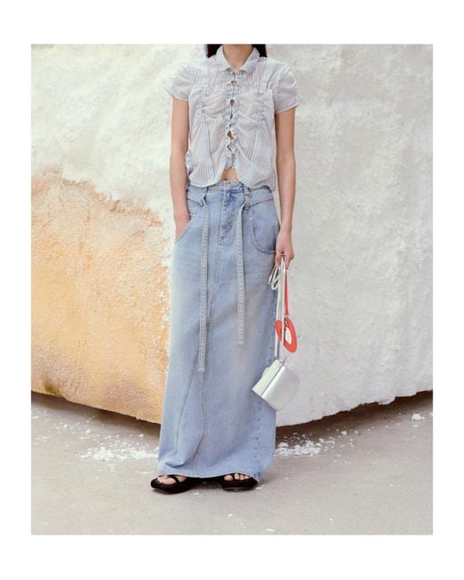 Low Classic Gray Ruffled Striped Shirt