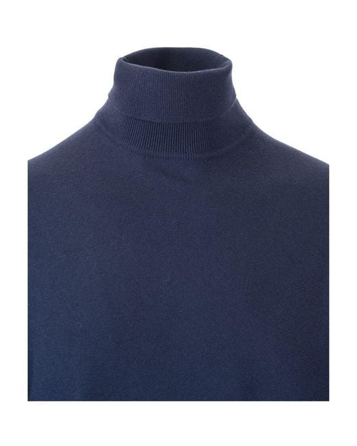 Loro Piana Blue Turtleneck Knitted Jumper for men
