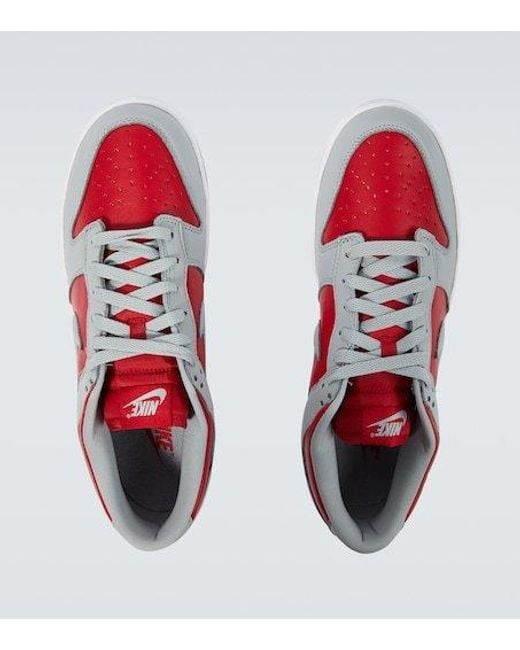 Nike Red Dunk Low Leather Sneakers for men