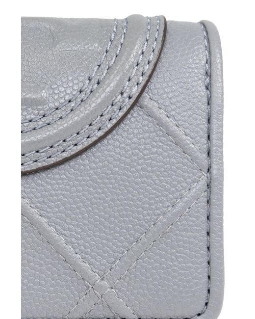 Tory Burch Gray Double T-Embossed Leather Wallet