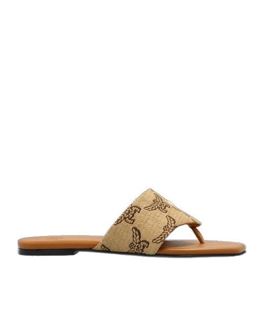MCM Brown Printed Slippers