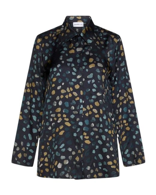 Marella Blue Printed Twill Shirt