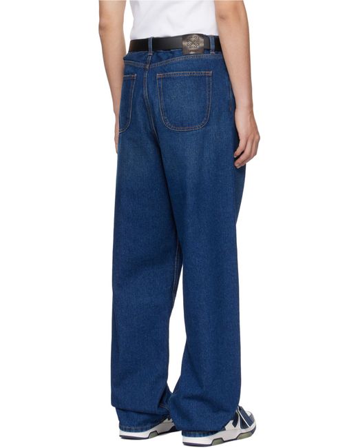 Off-White c/o Virgil Abloh Blue Logo Patch Wide Leg Jeans for men