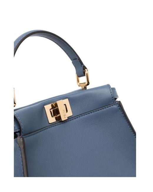 Fendi Blue Peekaboo Mini Shoulder Bag