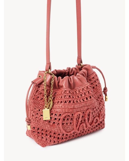 Chloé Red Chloé Mini Raffia Shoulder Bag