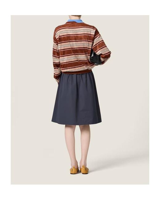 Miu Miu Blue Logo-Patch Elasticated Waistband Skirt