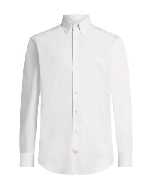 Etro White Plain-Coloured Button-Down Shirt for men