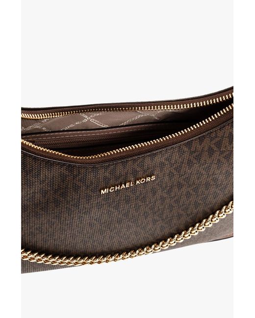 Michael Kors Brown Monogram-Pattern Satchel Bag