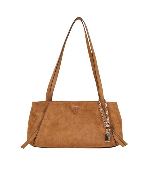 Guess Brown Large Tote Bag With Double Handles
