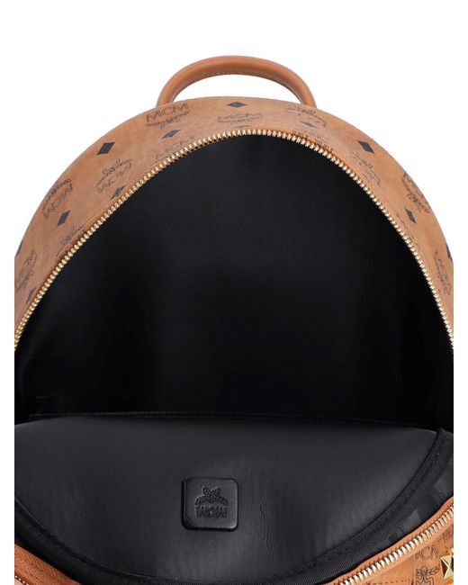 MCM Brown All-Over Logo-Printed Zipped Backpack