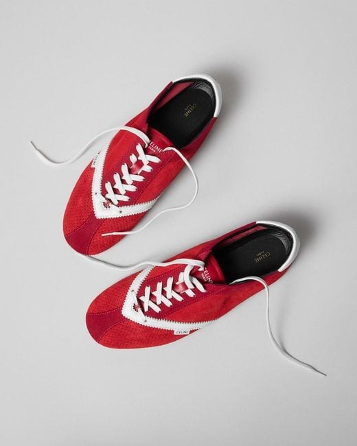Céline Red Lace-Up Sneakers