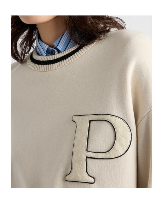 Prada Natural Cotton Fleece Sweatshirt With Patches