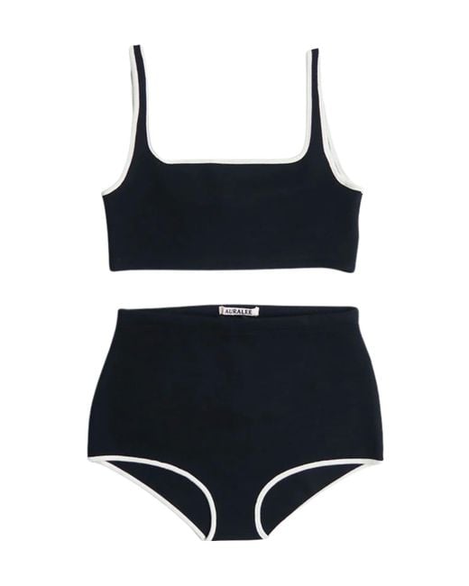 Auralee Black Contrast-Trim Bikini