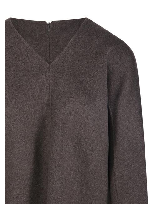 Max Mara Brown 'S V-Neck Long-Sleeved Blouse