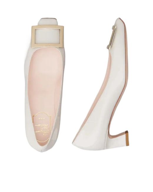 Roger Vivier White Square Toe Pumps