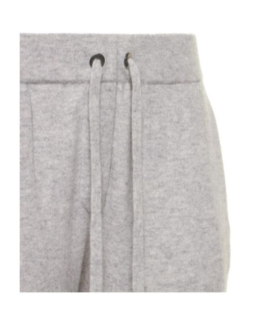 Brunello Cucinelli Gray Strap Cashmere Sweatpants