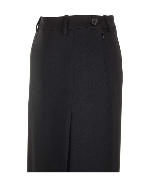 Balenciaga Black Side Slit Tailored Maxi Skirt