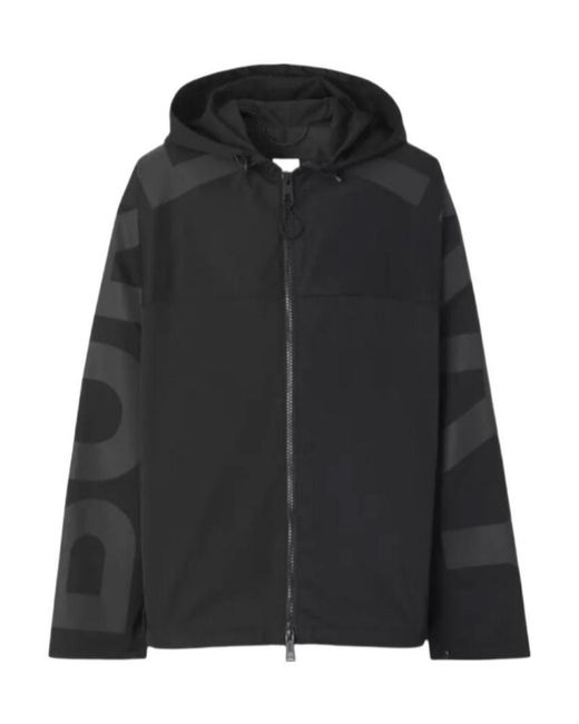 Burberry Black Logo-Print Lightweight Hooded Jacket for men
