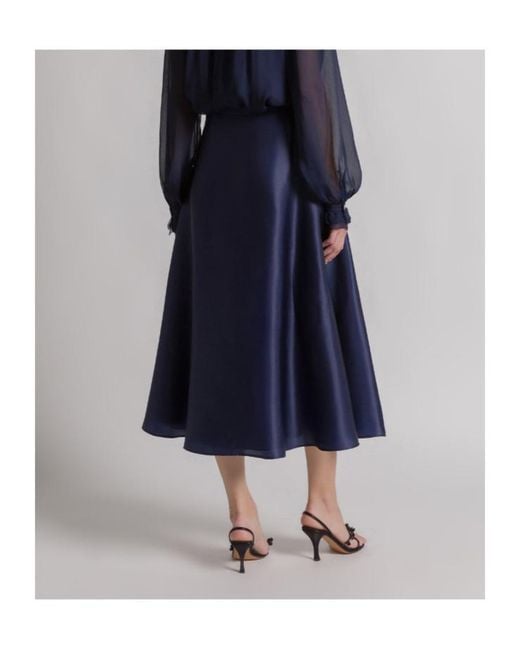 Alberta Ferretti Blue Satin Organza Full Skirt