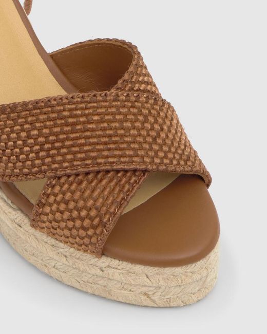 Castaner Metallic Round-Toe Wedge Sandals