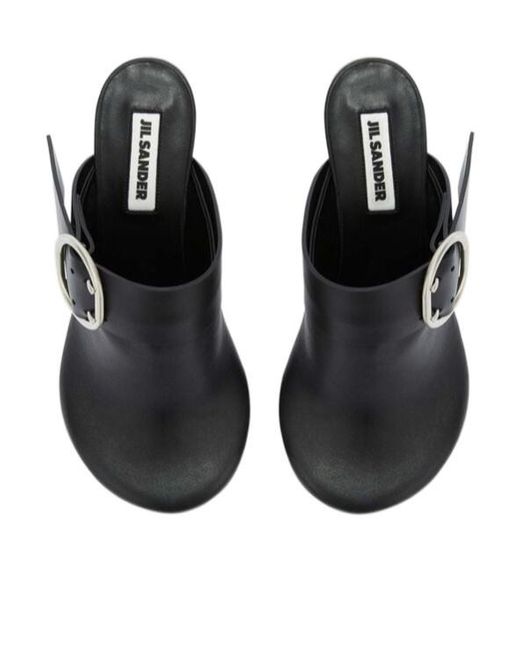 Jil Sander Black Buckled Heeled Mules