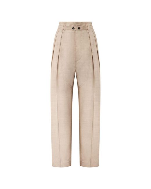 Bottega Veneta Natural Pleated Casual Trousers