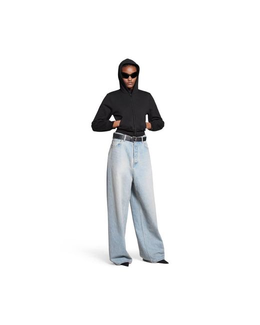 Balenciaga Blue Logo Patch Baggy Jeans for men