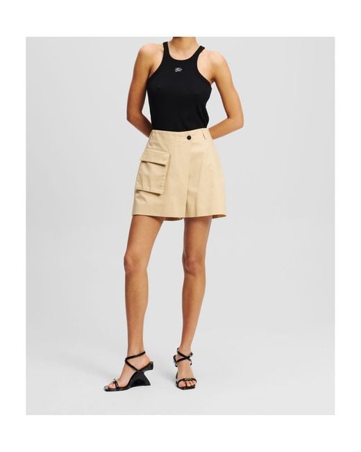 Karl Lagerfeld Natural Patch-Pocket Skort