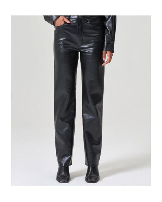 Agolde Black '90S Pinch Waist Straight Leg Trousers