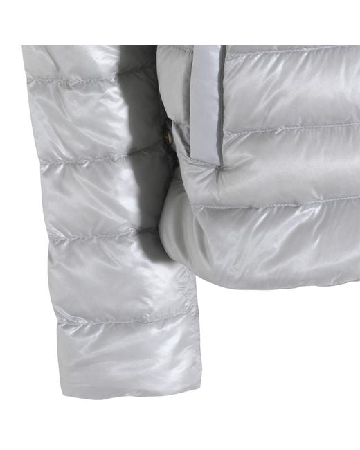 Herno Gray Quilted Hooded Drawstring Puffer Jacket