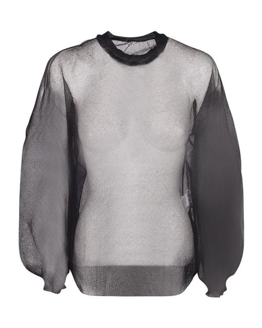Issey Miyake Gray Bishop-Sleeve Top