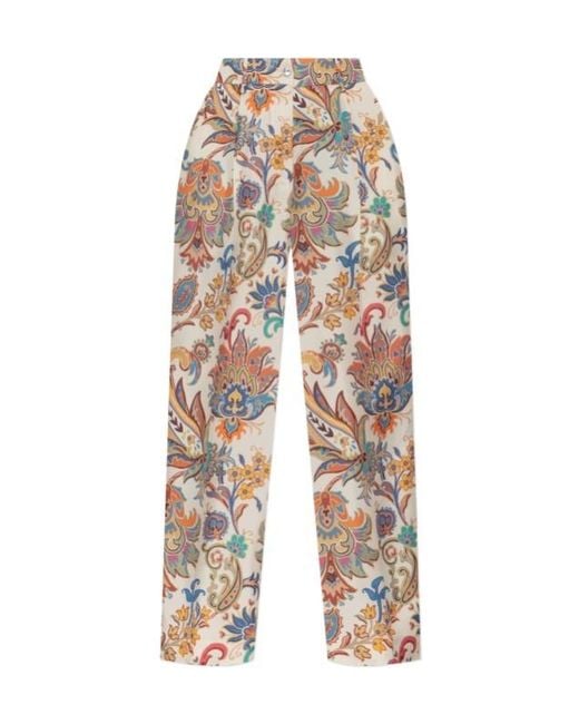 Etro White Patterned Wide-Leg Trousers