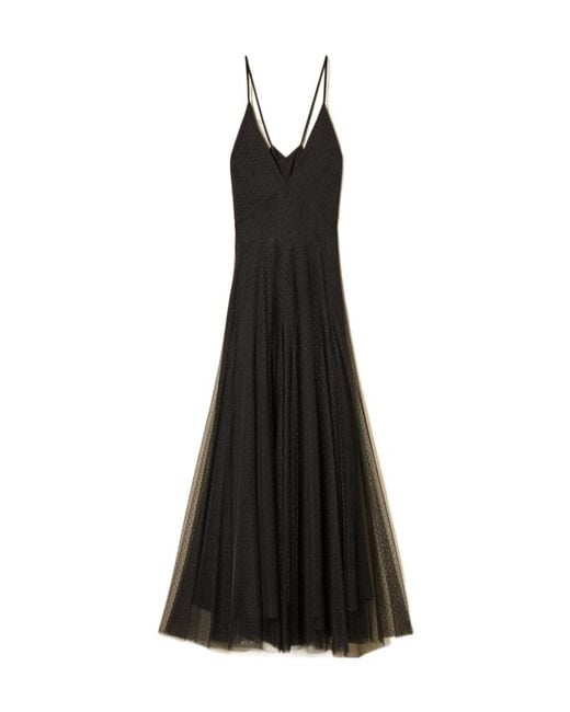 Twinset Black Long Sheer Lace Dress