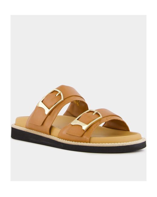 Santoni Brown Double-Buckle Sandals