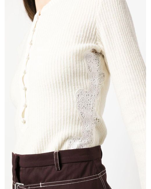 Chloé White Chloé Flare Sleeved Knit Top