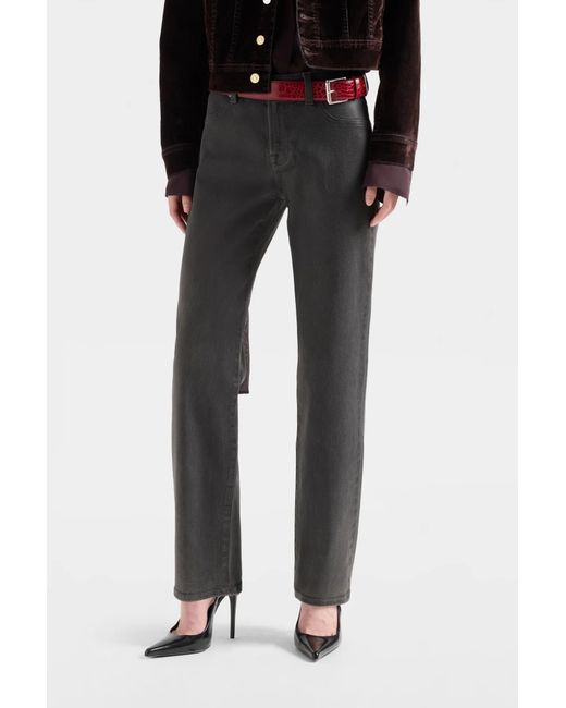 7 For All Mankind Gray Calie Logo-Patch Straight Jeans