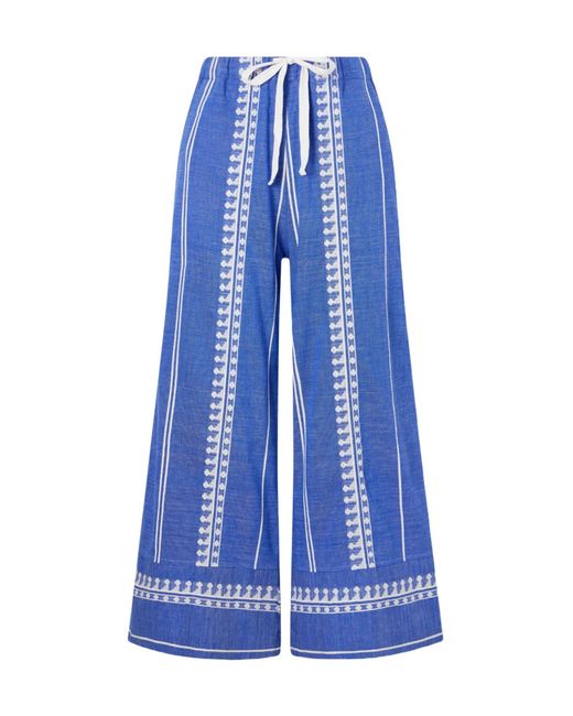 Lemlem Blue Straight-Leg Cotton Pants