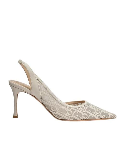 Dior White Aable Slingback Pump