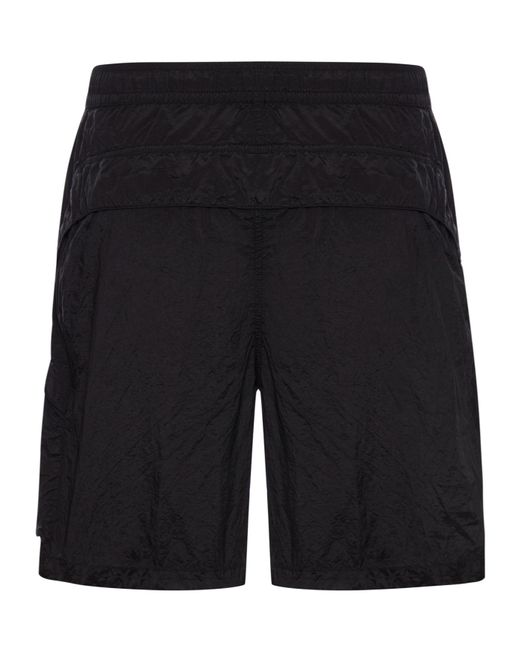 Stone Island Black Compass-Badge Track Shorts for men