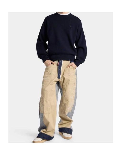 DSquared² Blue Pullover Metal D2 Upside Down for men